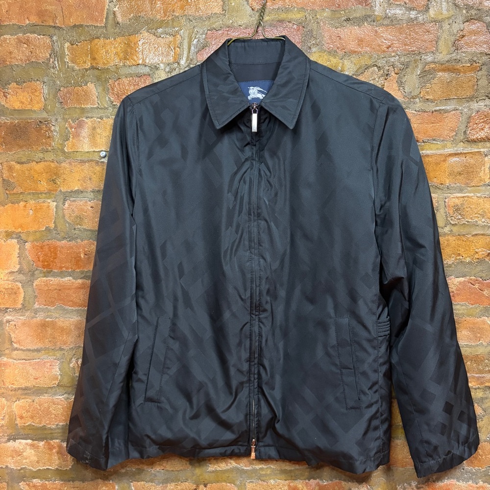 Burberry London - Black Nova Check Lightweight Zip Jacket Tonal Check - Small
